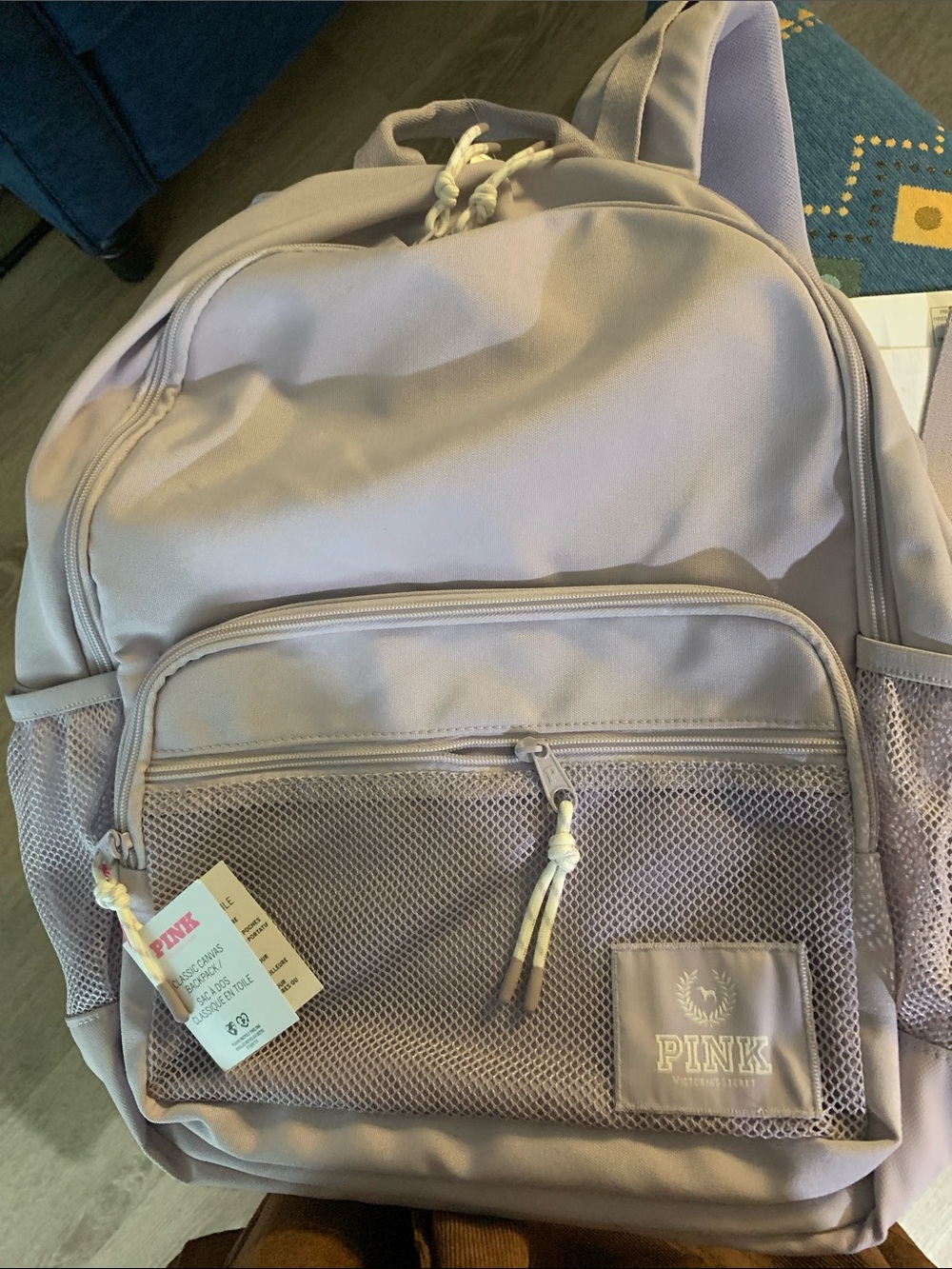 PINK Victoria's Secret Light Lavender Backpack with Mesh Front Pocket